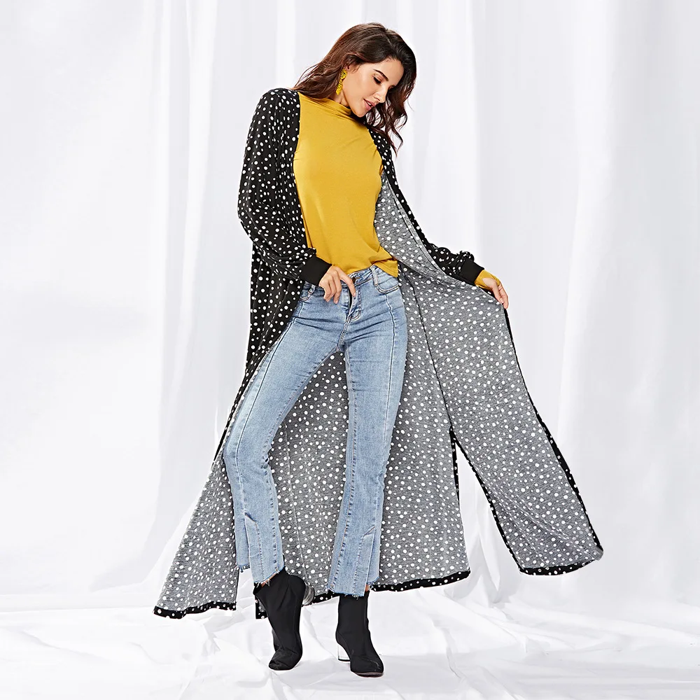 New women's autumn cardigan long knit sweater women Long Half-open-neck Pointstripe Printed Knitted free shipping |