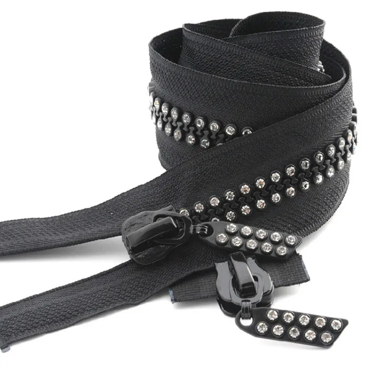 

2 PCS/LOT MOST FREE SHIPPING OVERSIZE DIAMOND Decorative ZIPPER 70/80CM DOUBLE/SINGLE OPEN END FOR DRESS SEWING Accessories