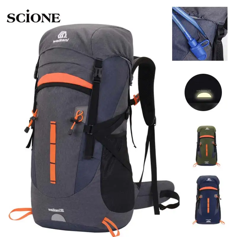 

50L Travel Bag Camping Backpack Hiking Army Climbing Bags Trekking Mountaineering Large Sport Rucksack Molle Bag Camping XA218A