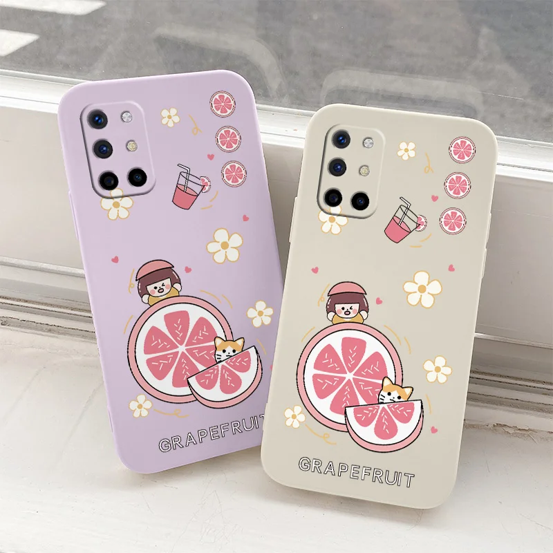 

Orange Juice Liquid Silicone Case For Oneplus 8t 9 9pro 9r pro Square Camera Lens Protection Shockproof Soft Phone Cover