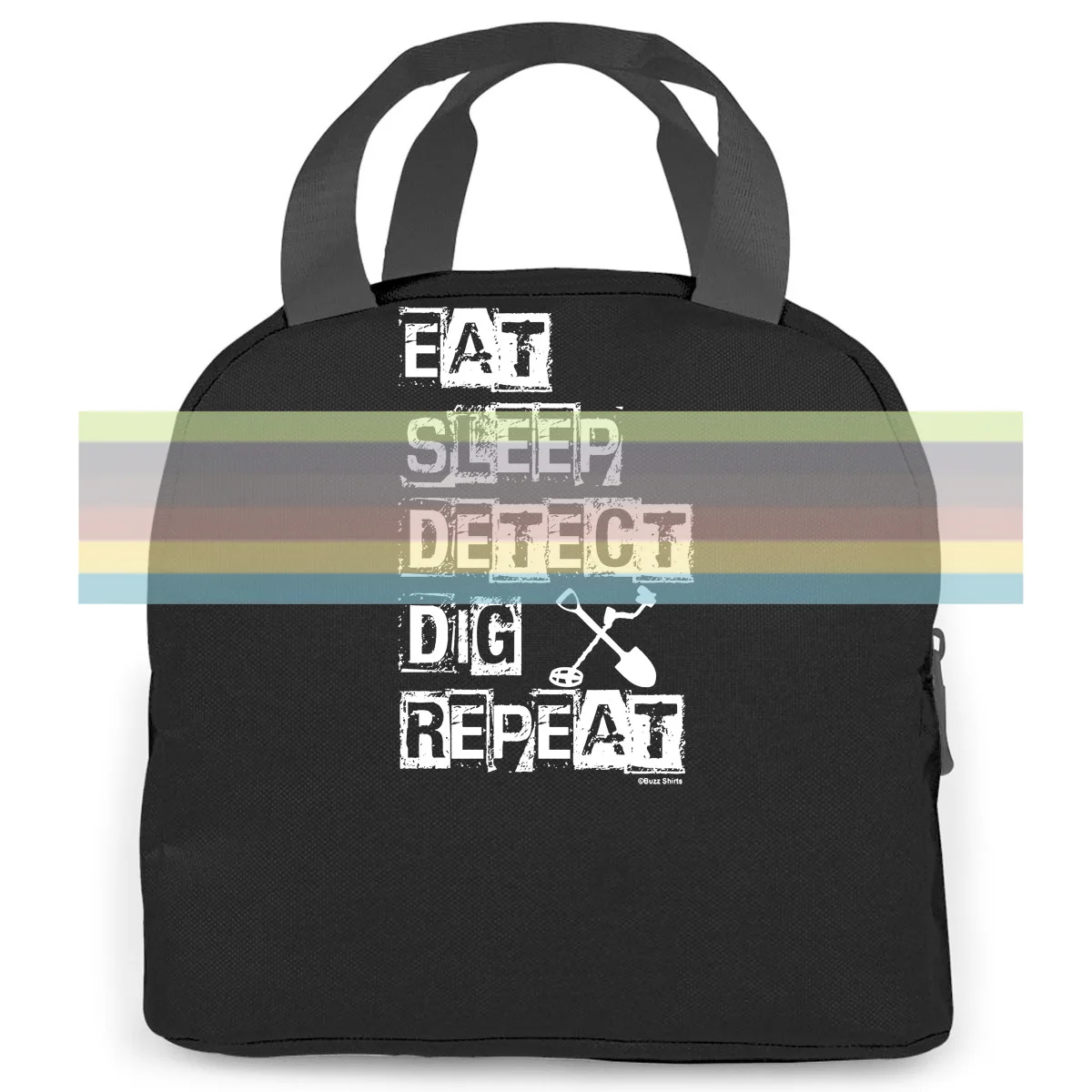 

Eat Sleep DETECT Dig Repeat Mens Ladies Unisex Metal Detector Print Harajuku women men Portable insulated lunch bag adult