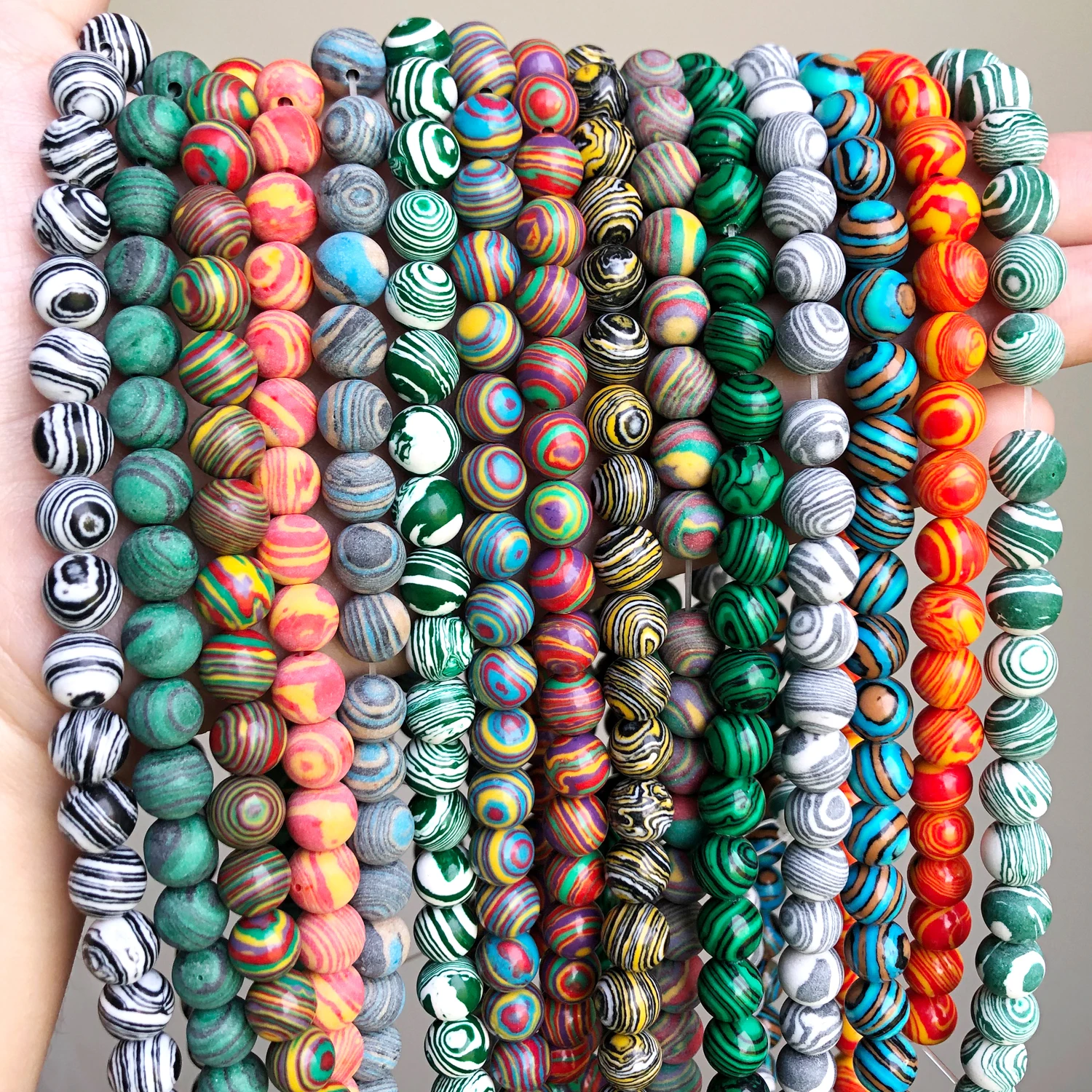 

Natural Stones and Minerals Multi Color Malachite Round Beads for Jewelry Making Needlework DIY Bracelet Necklace 15'' Perles