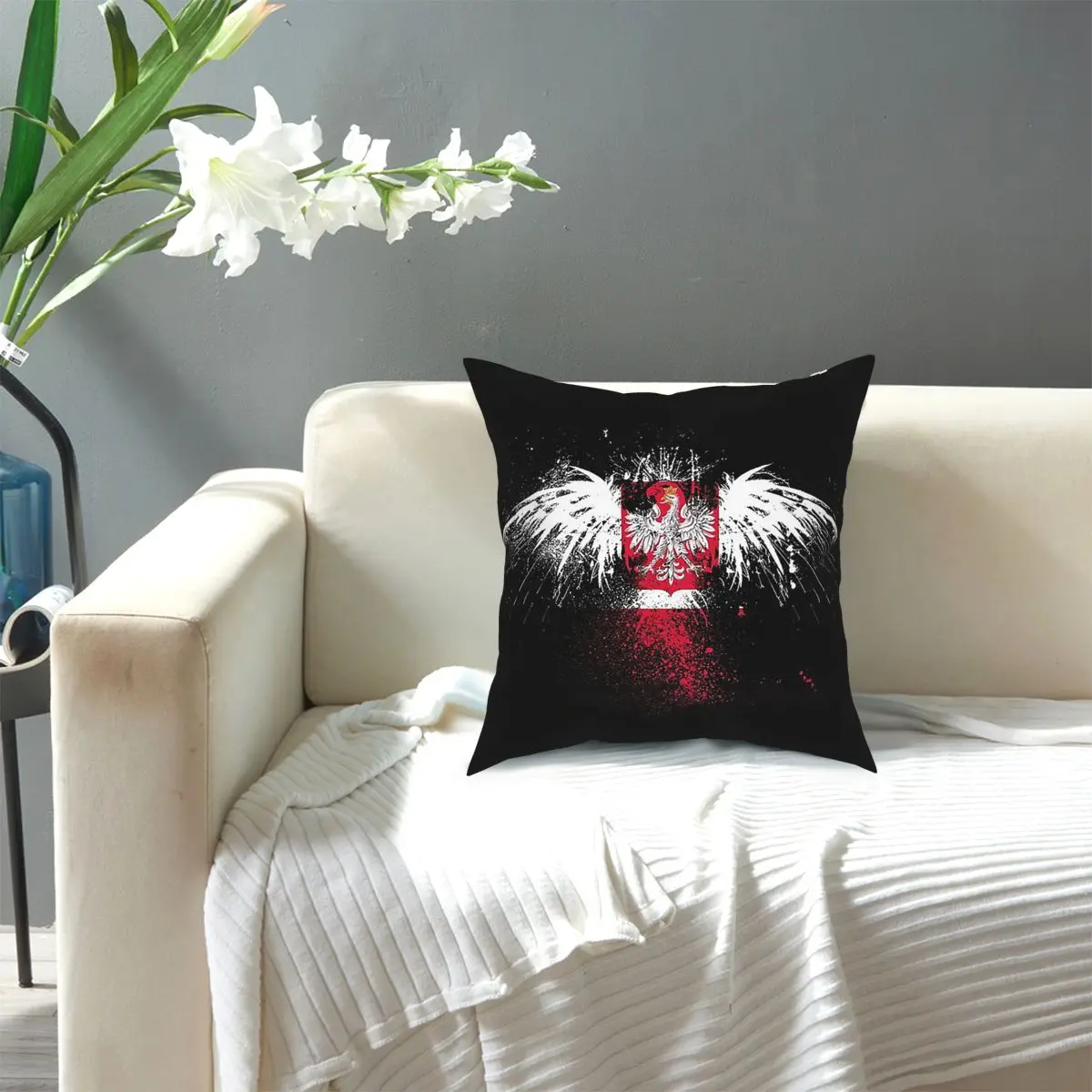 

United States Eagle Design, Flag Of Poland, Patriotism Square Pillow Case Polyester Cushions for Sofa Awesome Pillowcase
