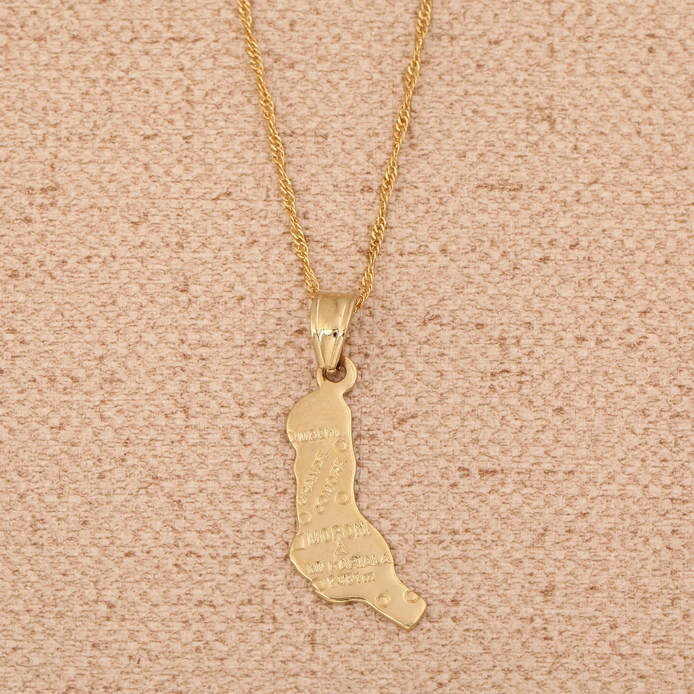 Соединенные Штаты и исламские Коморские Острова Морони кулон Карта Ожерелье для