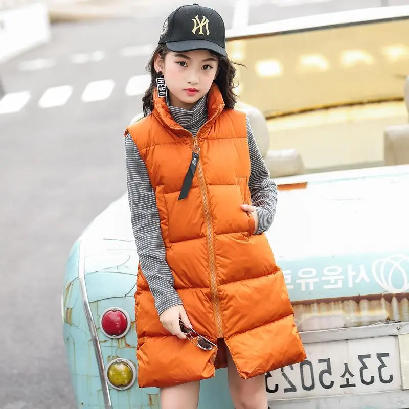 Пальто на талии сезон осень зима жилет для девочек куртка подростков 10 11 12 13 лет