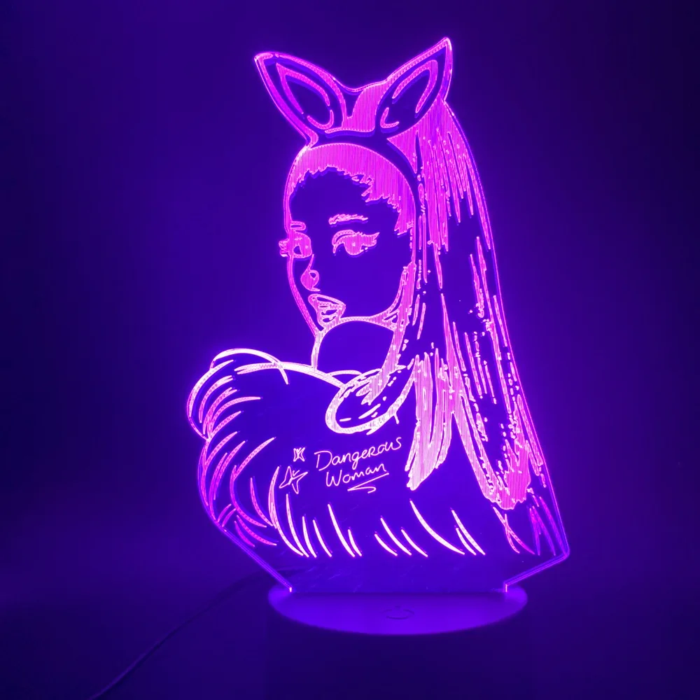 

Singer Ariana Grande Acrylic Figure 3D Illusion Lamp LED Color Change Night Light Cat Girl Fans Creative Gift Bedroom Decor