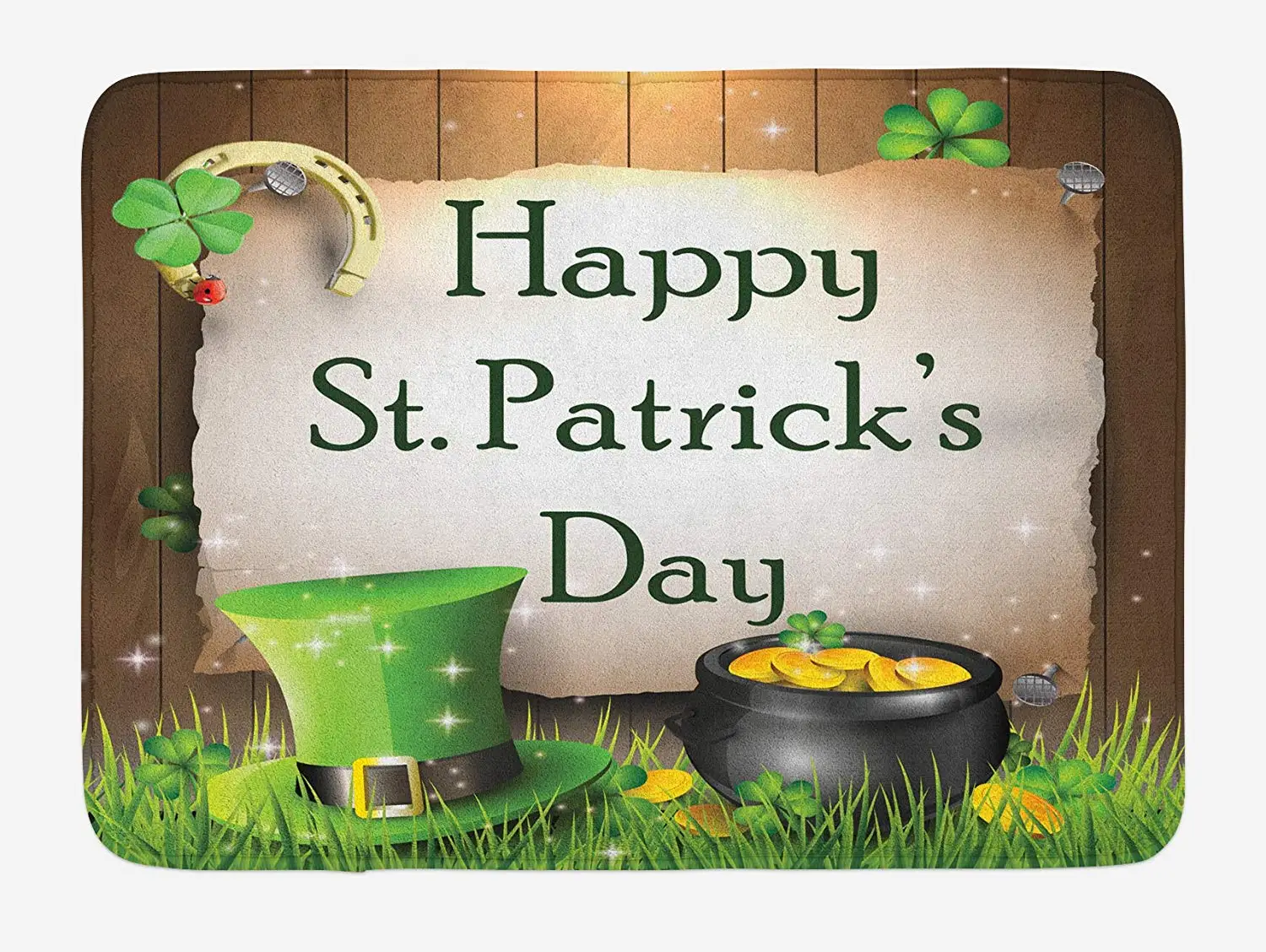Придверный коврик на День Святого Патрика с надписью Happy Celebration деревянных