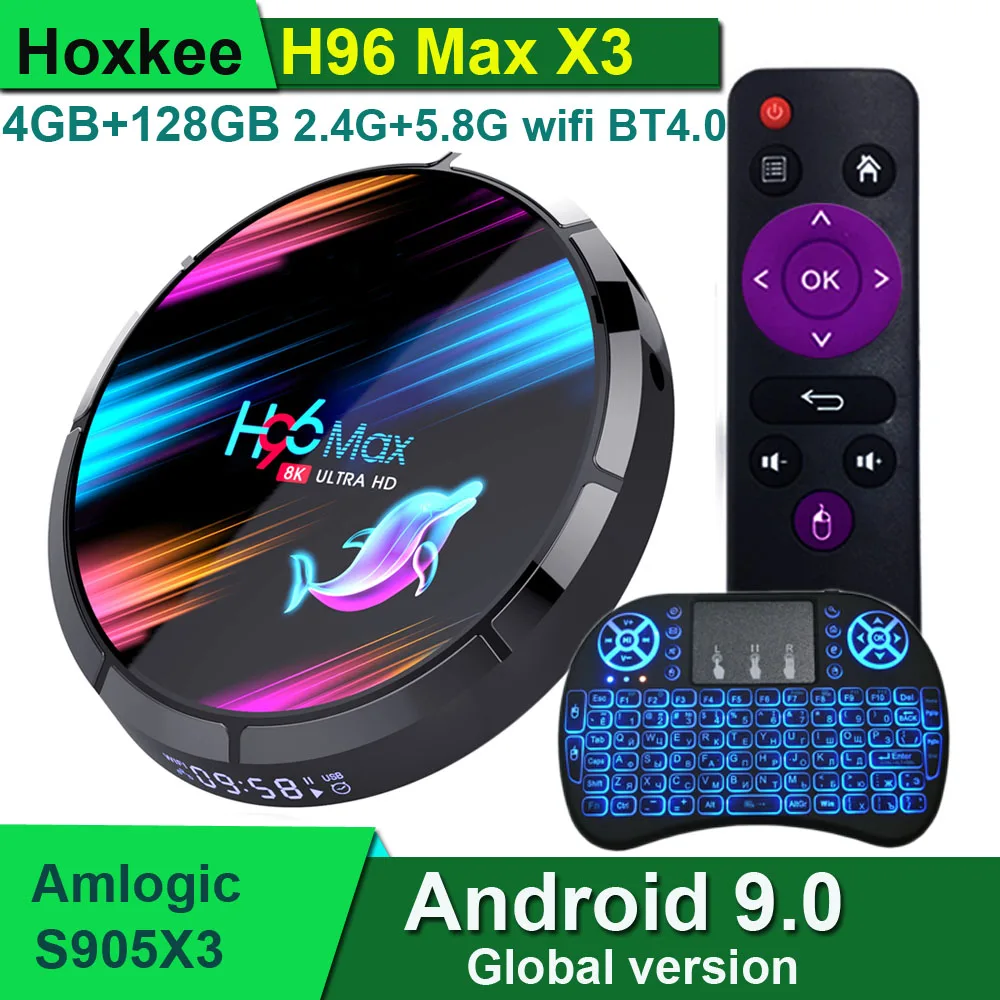 

1000M Lan 2.4G 5G Dual Wifi BT4.0 4GB 32GB 64GB 128GB Youtube Google Play 8K Amlogic S905X3 Smart Android 9.0 TV Box H96 MAX X3