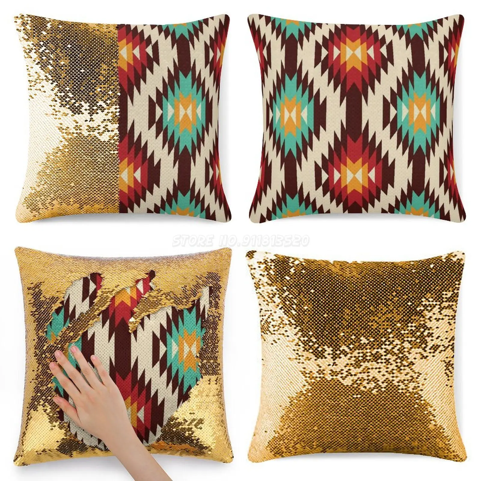 Наволочка с блестками № 7 узором в американском стиле волшебная наволочка для