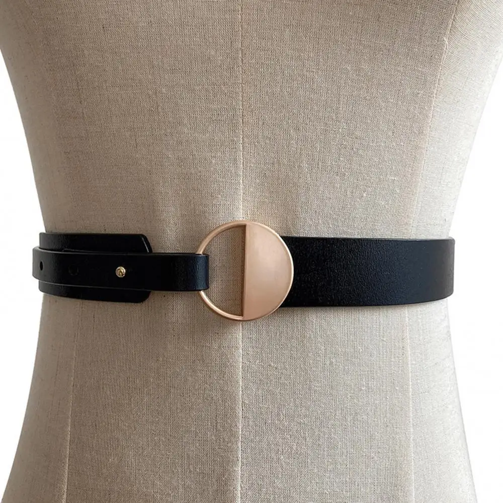 

Waistband Elliptical Tail Wear-resistant Simple Women Faux Leather Alloy Buckle Waist Belt for Party Simple Buckle Waist Belt