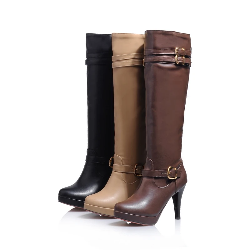 FXYCMMCQ Size 34-44 Winter Style Leather Belt Buckle with Heel and Round Head for Women's Shoes 1-7