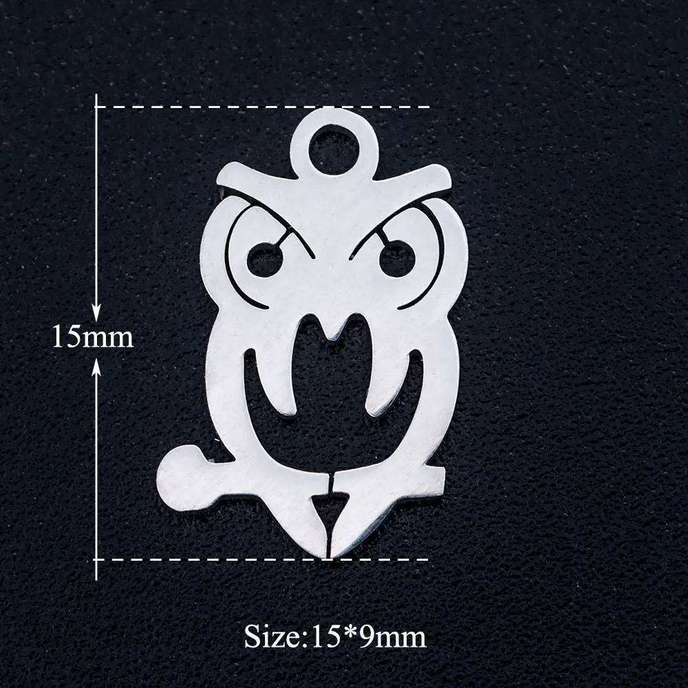 5pcs/lot 316L Stainless Steel Night Owl Charm Pendant – Wholesale Pendants for Necklaces (DIY) image 2
