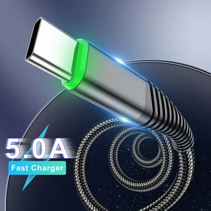 

LOVEBAY 0.5m/1m/2m LED 3A USB Type C Cable Fast Charge Wire for Samsung Galaxy Xiaomi Huawei Note 7 Data USB-C Cable Charger