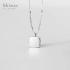 Женское Ожерелье с квадратным кулоном MODIAN, модное ожерелье из Стерлингового серебристый неправильной формы 925 пробы с регулируемыми звеньями, изящная бижутерия