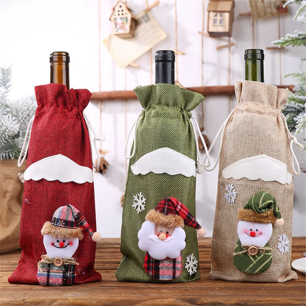 2020 Christmas Decorations for Home Santa Claus Wine Bottle Cover Snowman Stocking Gift Holders Xmas Navidad Decor New Year | Дом и сад