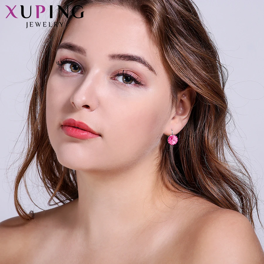 Xuping простой дизайн обручи серьги Модные Кристаллы от Swarovski Специальный стиль для девочек ювелирные изделия подарок S143/S142.2-97326/206