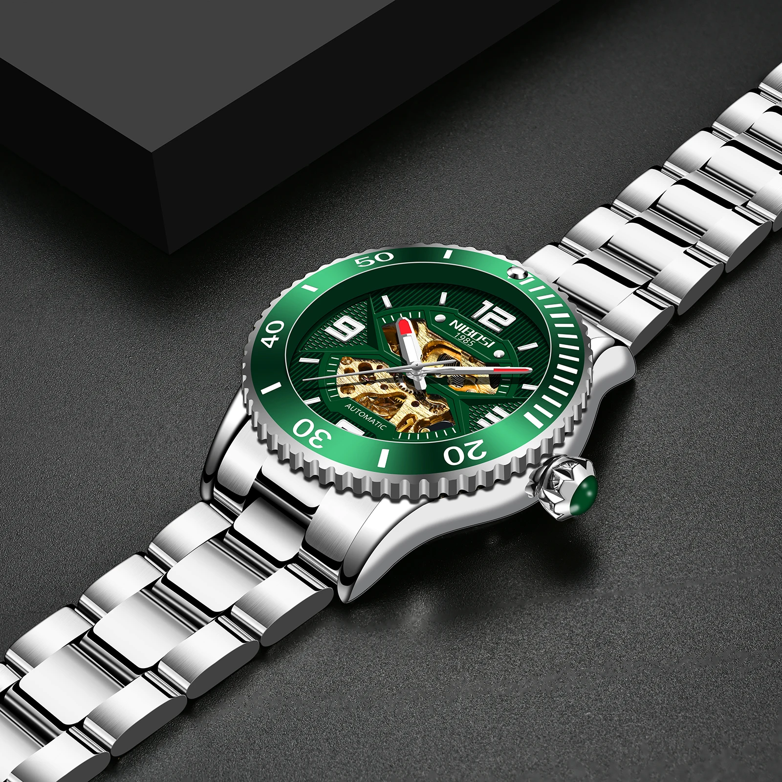 Часы наручные NIBOSI Мужские механические брендовые Роскошные водонепроницаемые