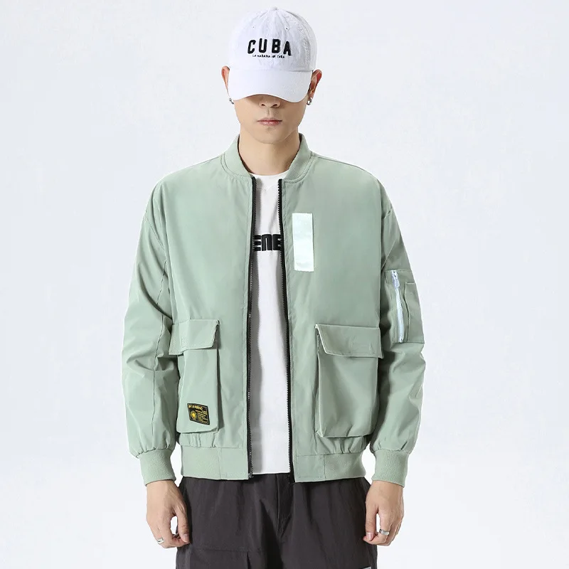 Куртка-бомбер мужская с карманами модная уличная одежда в стиле хип-хоп