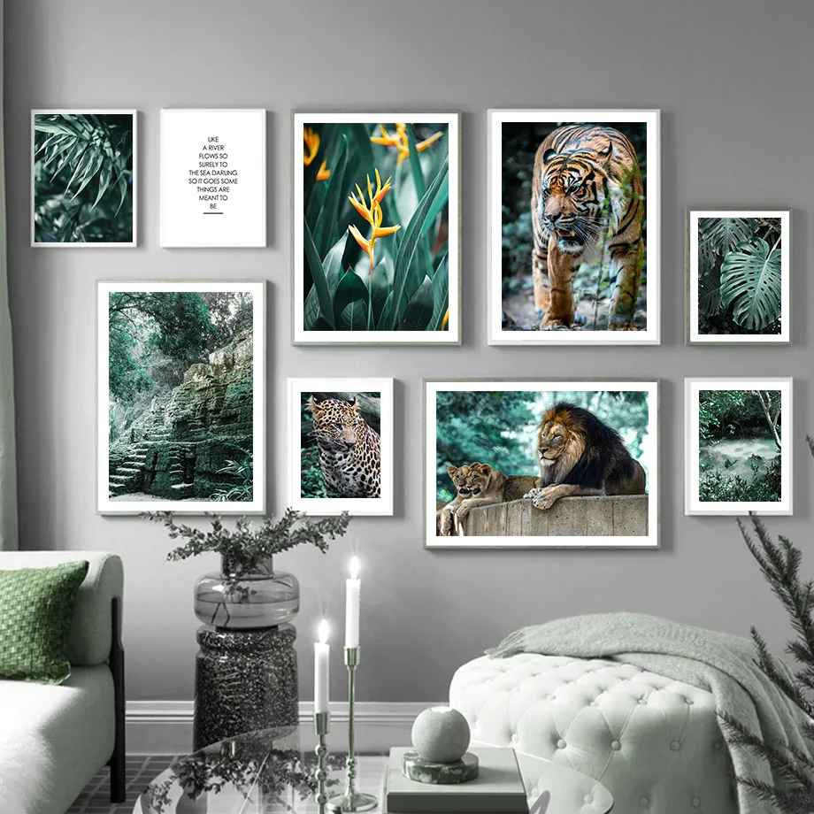 

Jungle Leopard Tiger Lion Monstera Leaf Wall Art Canvas Painting Nordic Posters And Prints Pictures For Living Room Home Decor