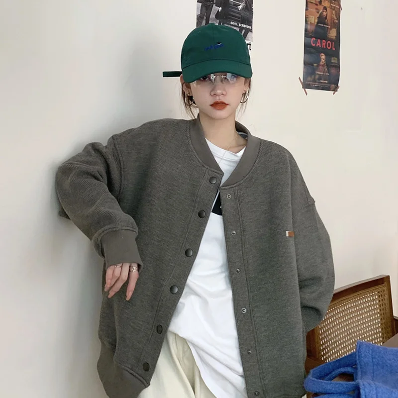 

Baseball Cardigan Suit Women's Spring And Autumn High Street Coat 2021 New Versatile Korean Loose Style Student Top