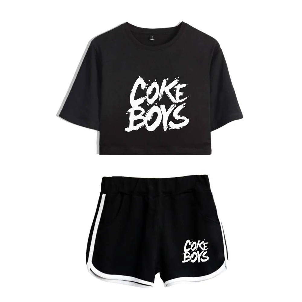 

French Montana Women Two Piece Set Women Fashion Summer Short Sleeve Crop Top+Shorts New Arrival Hot Sale Trendy Clothes