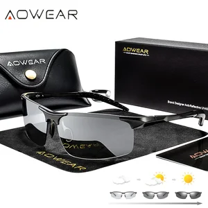 AOWEAR Aluminum Polarized Photochromic Sunglasses Men Luxury Quality Rimless Chameleon Glasses Male  in Pakistan