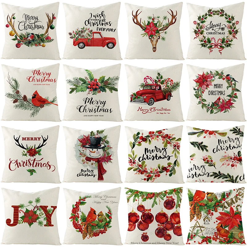 

Nordic Christmas Pillow Case Home Decor Linen Cushion Cover Boho Decor Sofa Throw Pillow Cover Navidad Funda Cojín 45x45cm