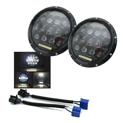 75w black 2X7 дюймов круглый светодиодный фары проекционный комплект фар для Jeep Wrangler JK TJ LJ lada niva 4x4 suzuki samurai Hummer H1 H2 - Цвет: 75w black