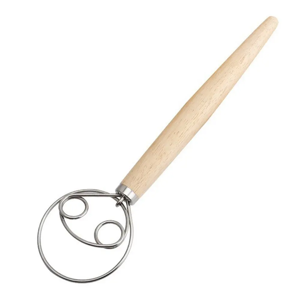 

Ручной блендер с дубовой ручкой, смеситель для муки, смеситель, датский стержень для смешивания теста, венчик из нержавеющей стали, кухонные...