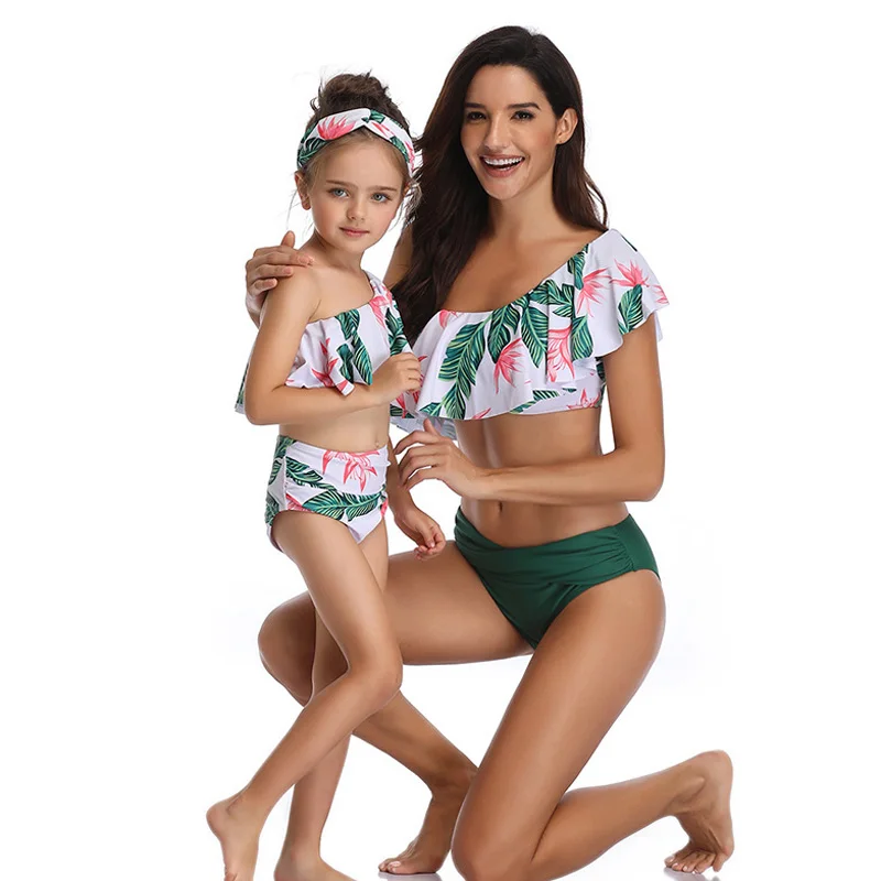 Купальники для мамы и ребенка слитное боди пляжная одежда родителей детей