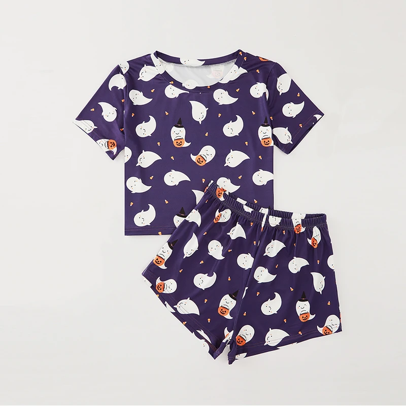 

2020 Casual Halloween Cartoon Print Short Sleeve Shorts Women Pajama Sets Halloween Women Pajama Sets Sleep Wear Dropshipping
