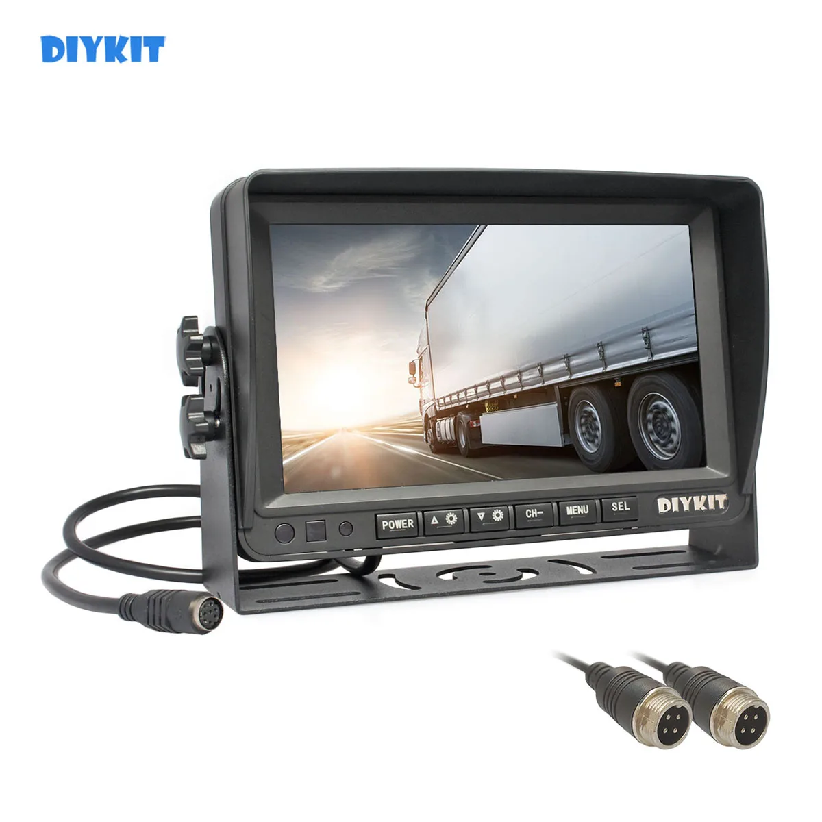 

DIYKIT AHD 7" Car Monitor Rear View Monitor Support 1080P AHD Camera with 2 x 4PIN Video Input 12V-24V DC
