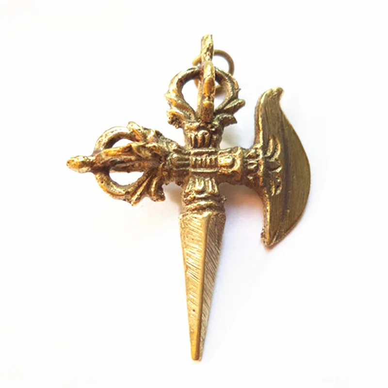 5PCS Tibetan Cross Vajra Amulet Charms for Man Brass Golden Totem Pendants TBP289