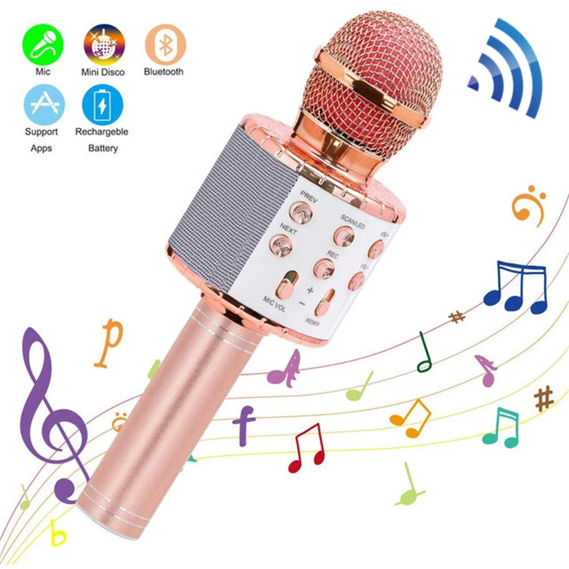 Professional Bluetooth Wireless Microphone Handheld Karaoke Mic USB Mini Home KTV For Music Player Singing Recorder Mic