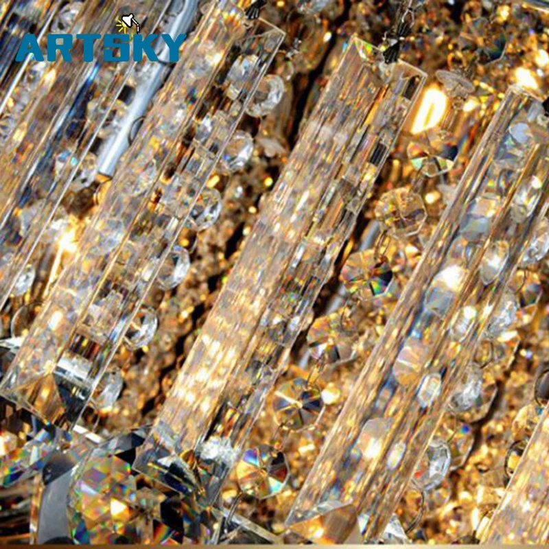 Современная роскошная круглая светодиодная Хрустальная потолочная лампа для