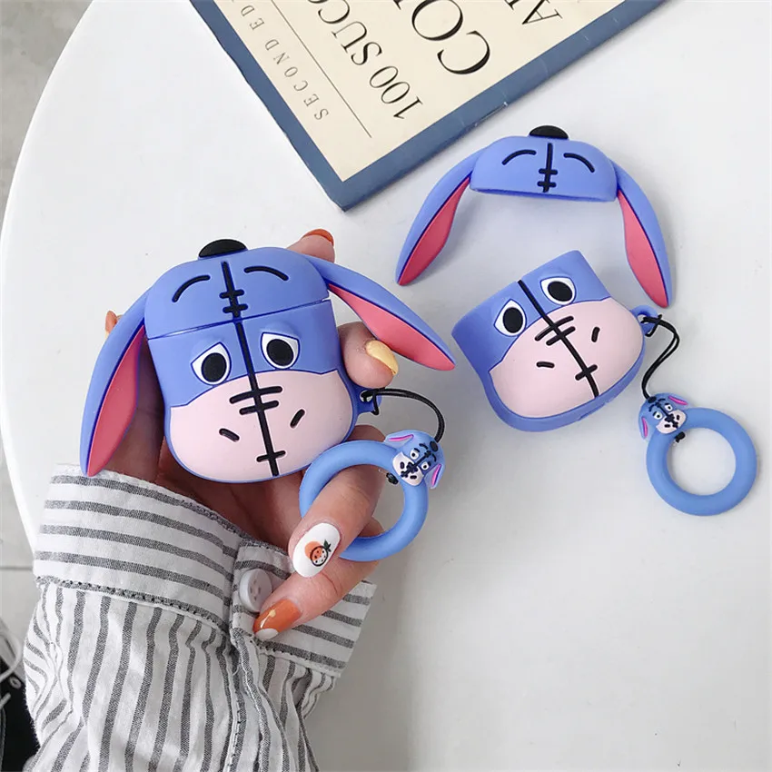 Силиконовый чехол с рисунком Ослика для наушников AirPods Box из мягкой кожи, чехол для наушников 360, полное покрытие для Apple AirPods 1 2 Shell Air Pods