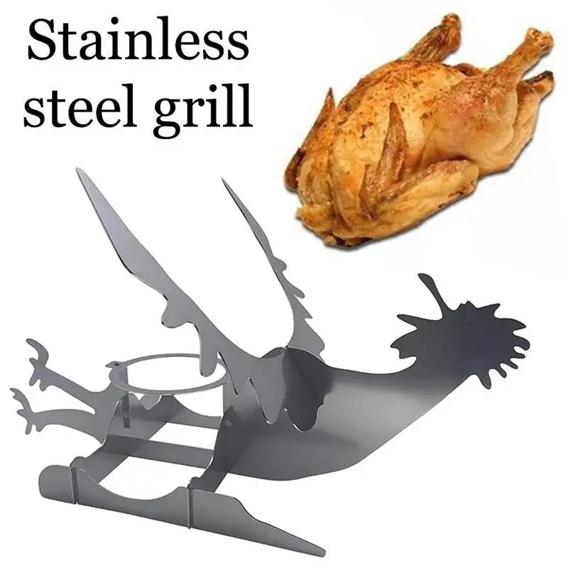 Портативная подставка для курицы пивной Американский Мотоцикл барбекю стальная