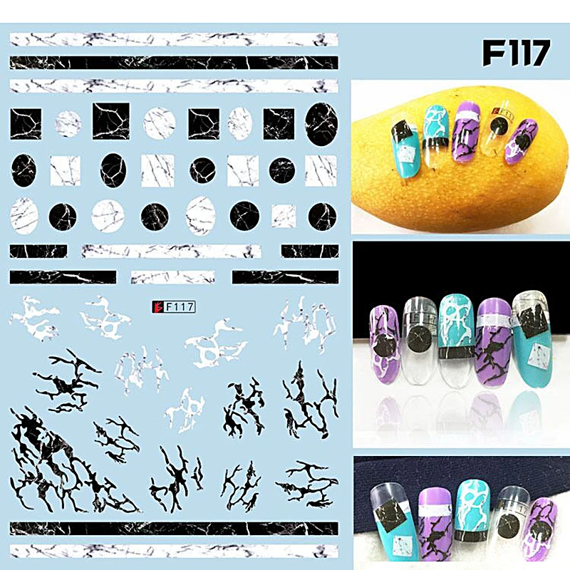 

10PCS Geometry Line Nail Sticker Painted Leopard Print Nail Slider English Letter Photo Frame Love Nail Art Tool F117