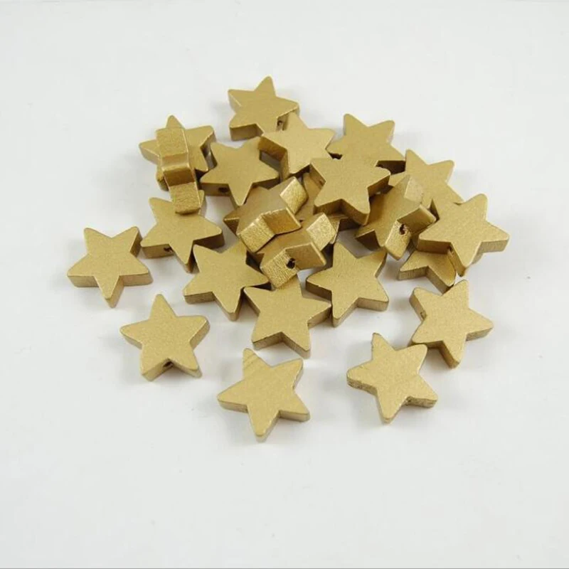 

50pcs Wooden Beads Five-pointed Star Natural Ball Wood Spacer Beads for Jewelry Making Toy DIY Bracelet Necklace