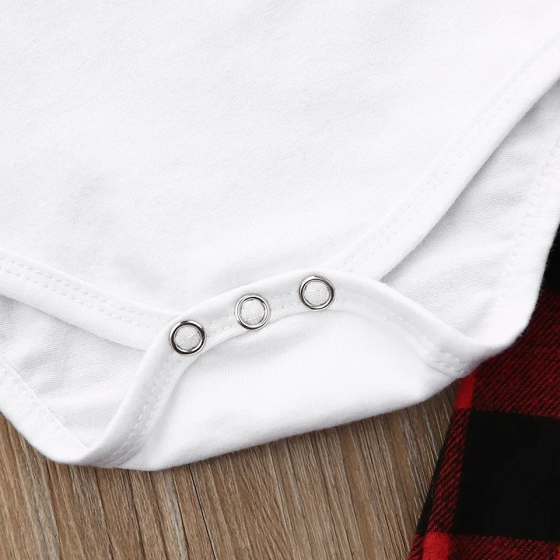 Newborn Baby Set 0-24 Months 2 Pcs Child Costume Boy White Letter Print Top + Red Plaid Pants Fashion Girl Suit | Детская одежда и