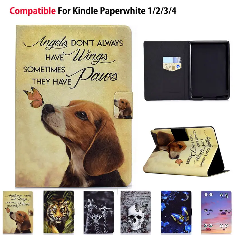 

Детский чехол для Kindle Paperwhite 1 2 3 4 2015 2017 чехол для funda kindle paperwhite 2018 10 поколения мультяшная Собака Тигр чехол