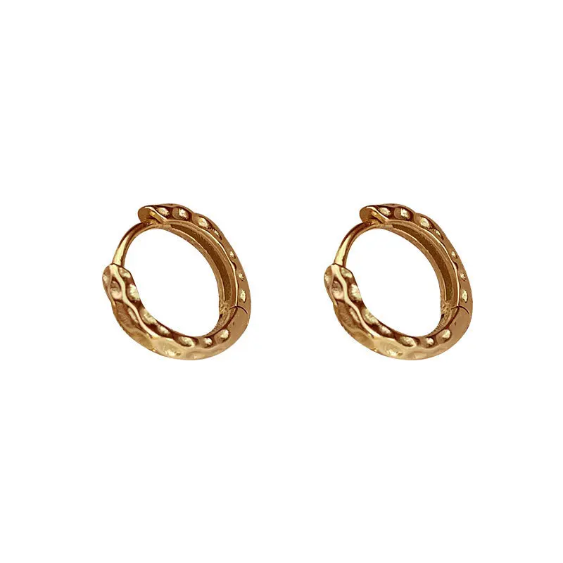 

S925 Sterling Silver Gold Plated Geometric Concave-convex Irregular Cold Wind Handsome Wild Trend Hoop Earrings Jewelry Female