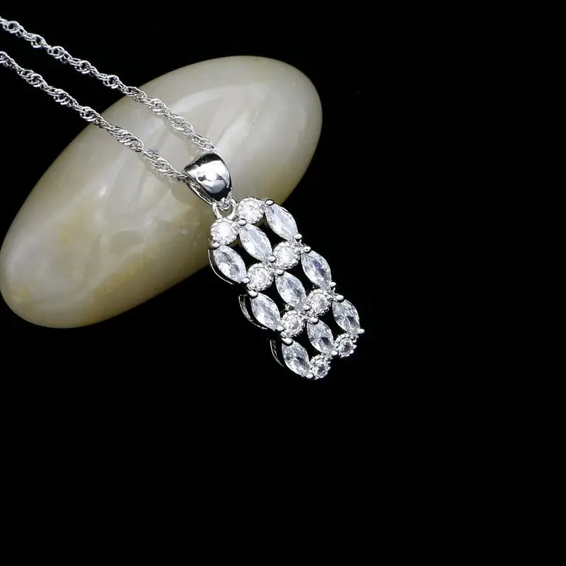 Женский комплект украшений из серебра 925 пробы свадебные украшения серьги с