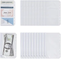 12 pieces a6 binder pockets for cards and zippered cash envelopes for 6 ring wallet planner organizer