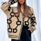 Женский трикотажный кардиган с V-образным вырезом, длинным рукавом и пуговицами