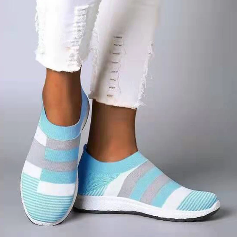 Женская Вулканизированная обувь Женские модные кроссовки Вязаные женские на
