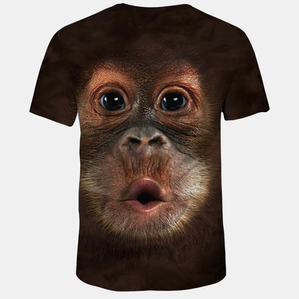 

European and American Short Sleeve men's T-shirt animal monkey 3D monkey face digital printing t-shirt men's T-shirt