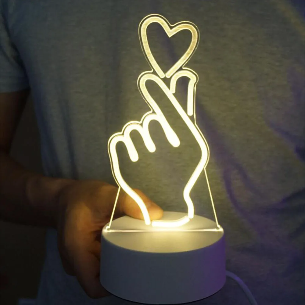 Скандинавский Ночной светильник в форме сердца с вилкой Стандарта США 3 цвета