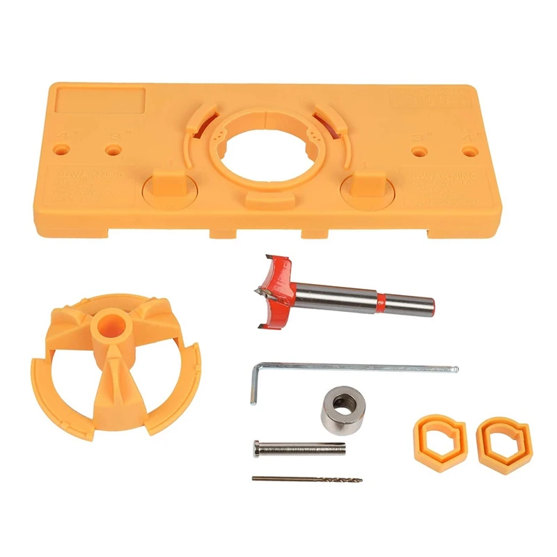 

GTBL Concealed Hinge Drilling Jig 35mm Hinge Drilling Jig Hole Guide Kit Woodworking Tools Wood Dowel Jig (Yellow)