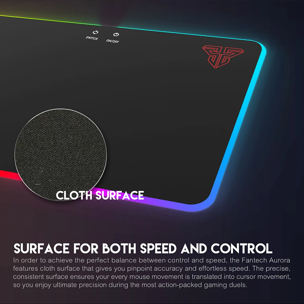FANTECH MPR350 акриловый игровой коврик для мыши RGB Противоскользящий натуральный каучук и гладкая поверхность Большой Коврик Для Мыши для ПК ноутбук для геймеров